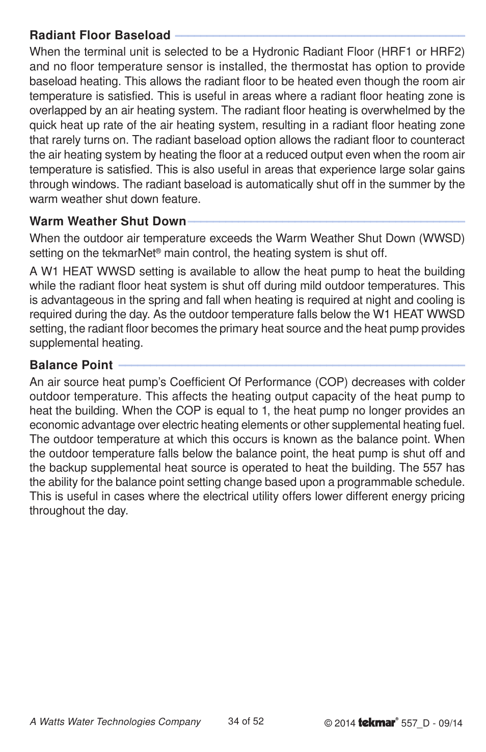 tekmar 557 Thermostat Installation User Manual | Page 34 / 52