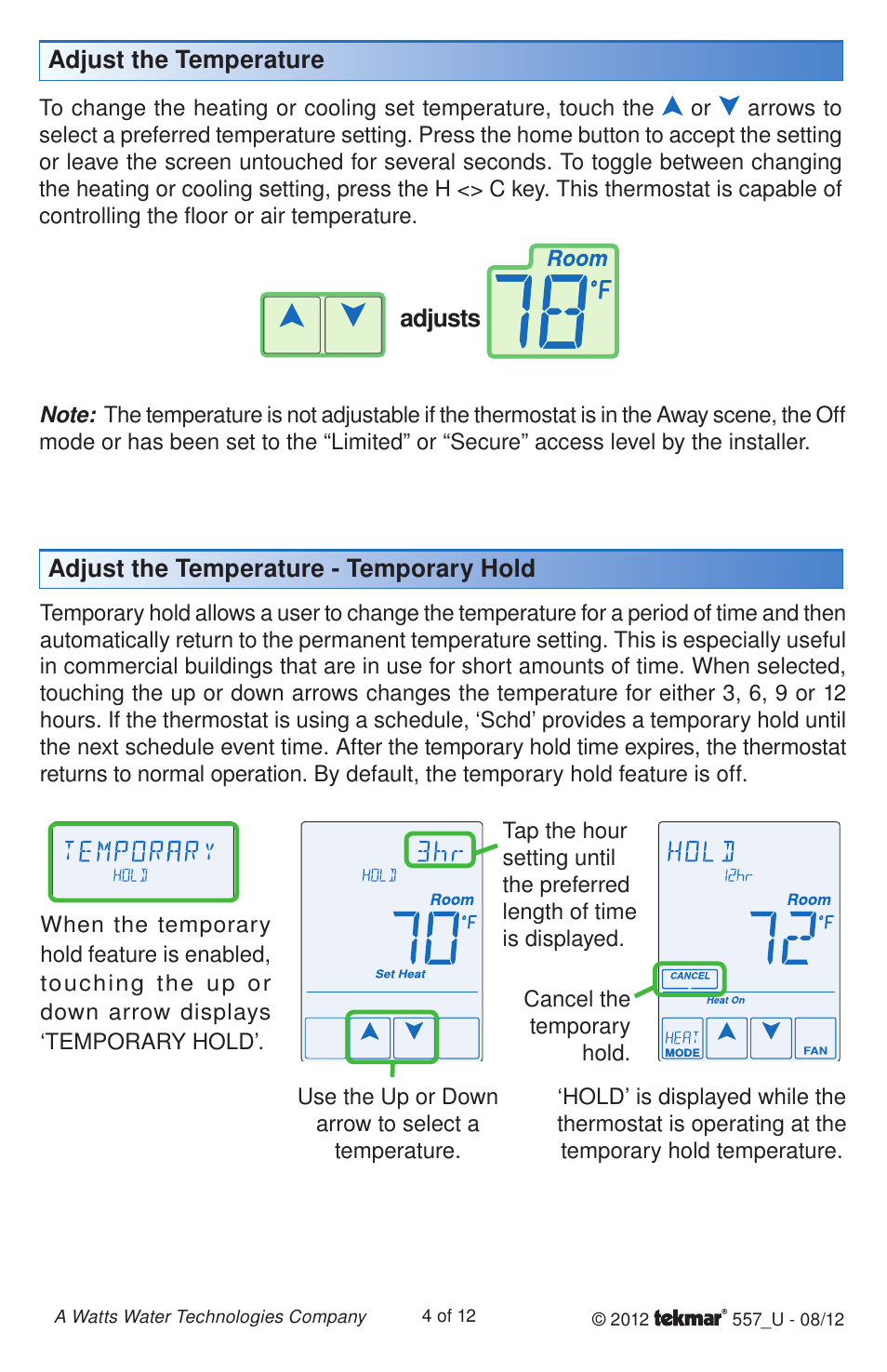 tekmar 557 Thermostat User Manuals User Manual | Page 4 / 12