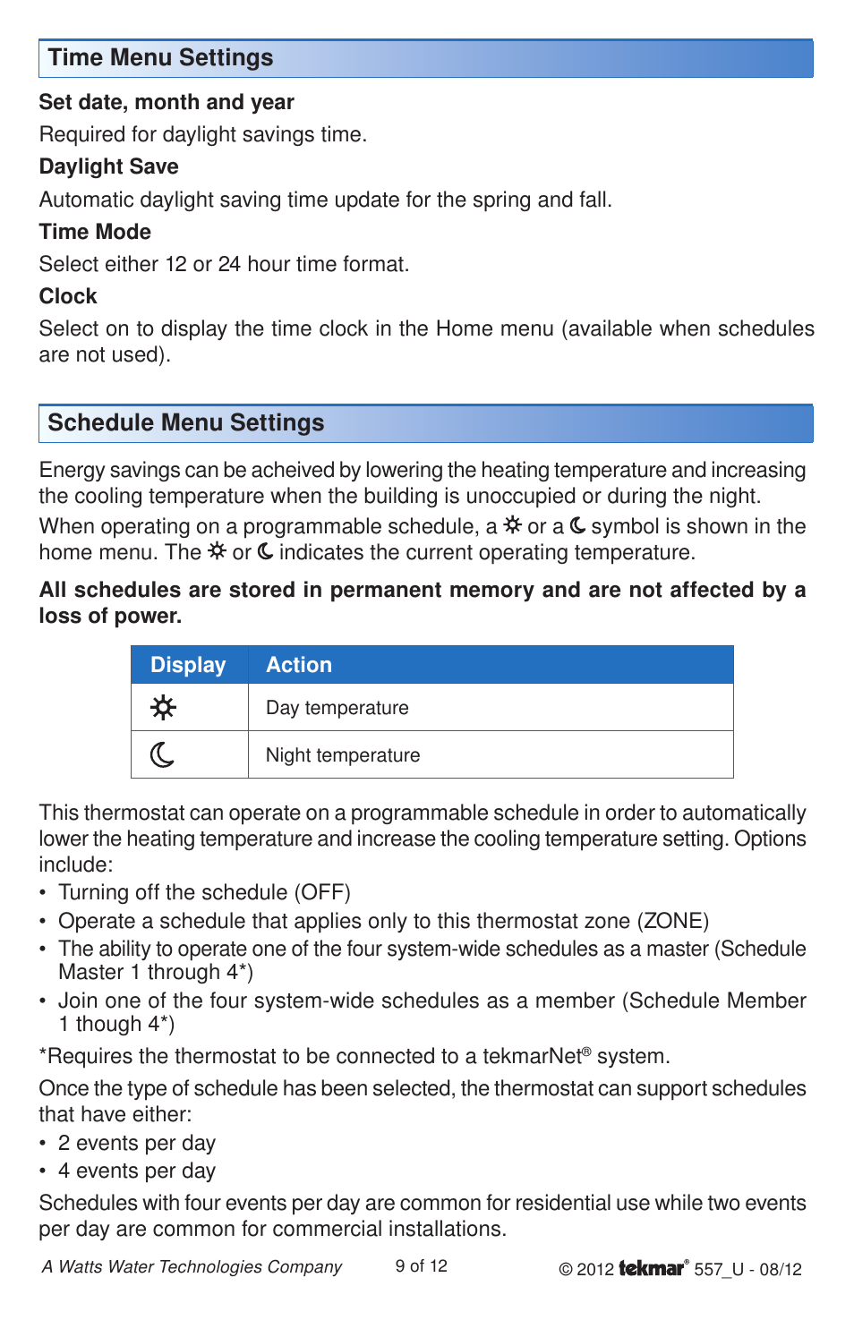 tekmar 557 Thermostat User Manuals User Manual | Page 9 / 12