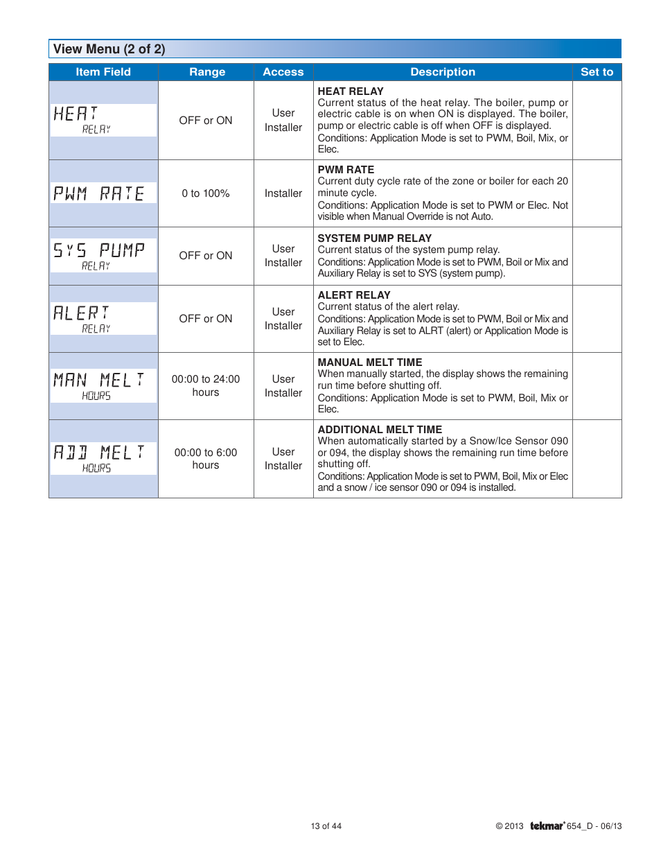 tekmar 654 Snow Melting Control Installation User Manual | Page 13 / 44