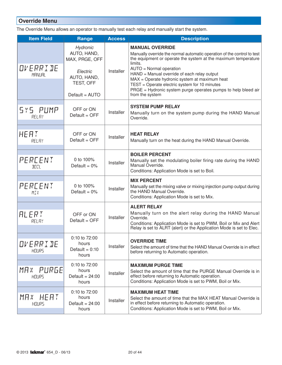 tekmar 654 Snow Melting Control Installation User Manual | Page 20 / 44