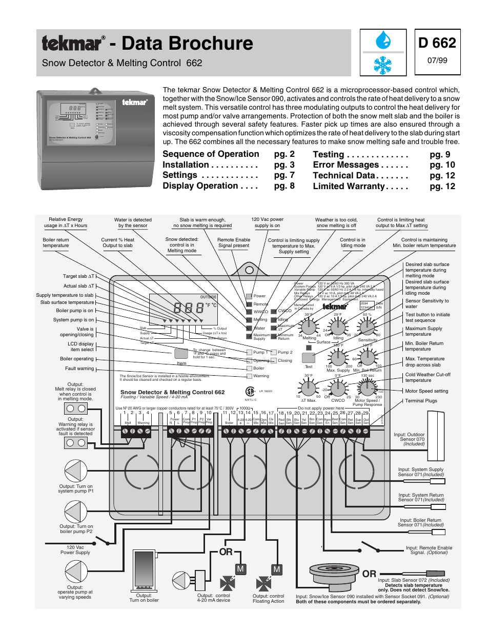 tekmar 662 Snow Detector & Melting Control User Manual | 12 pages