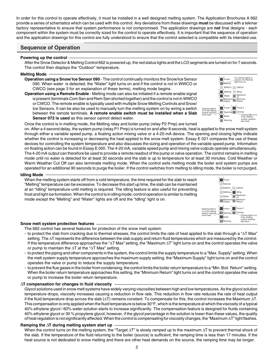 Sequence of operation | tekmar 662 Snow Detector & Melting Control User Manual | Page 2 / 12