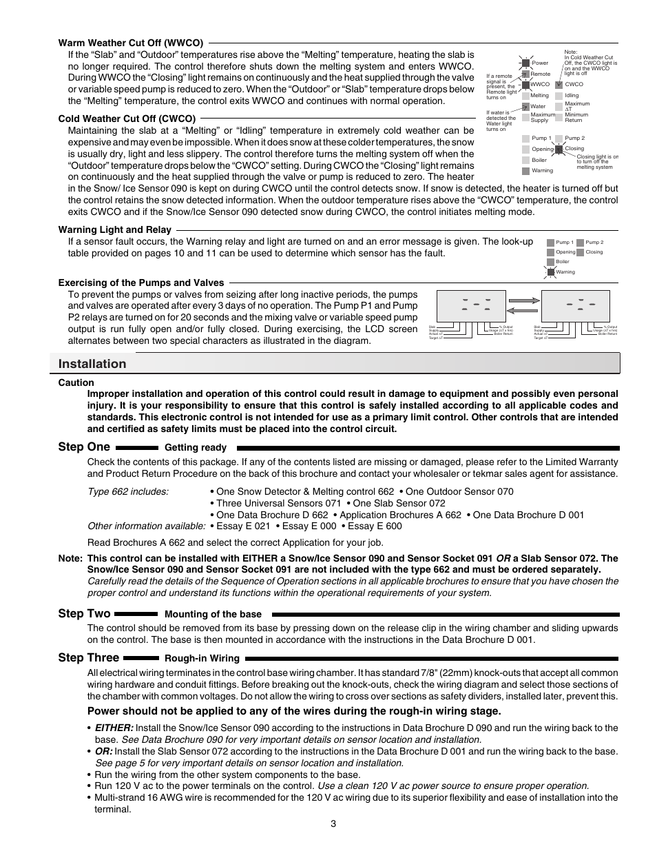 Installation, Step one, Step two | Step three | tekmar 662 Snow Detector & Melting Control User Manual | Page 3 / 12