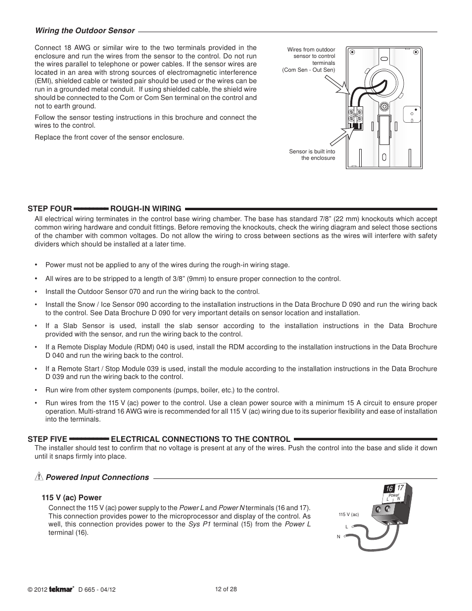 tekmar 665 Snow Detector & Melting Control Installation User Manual | Page 12 / 28