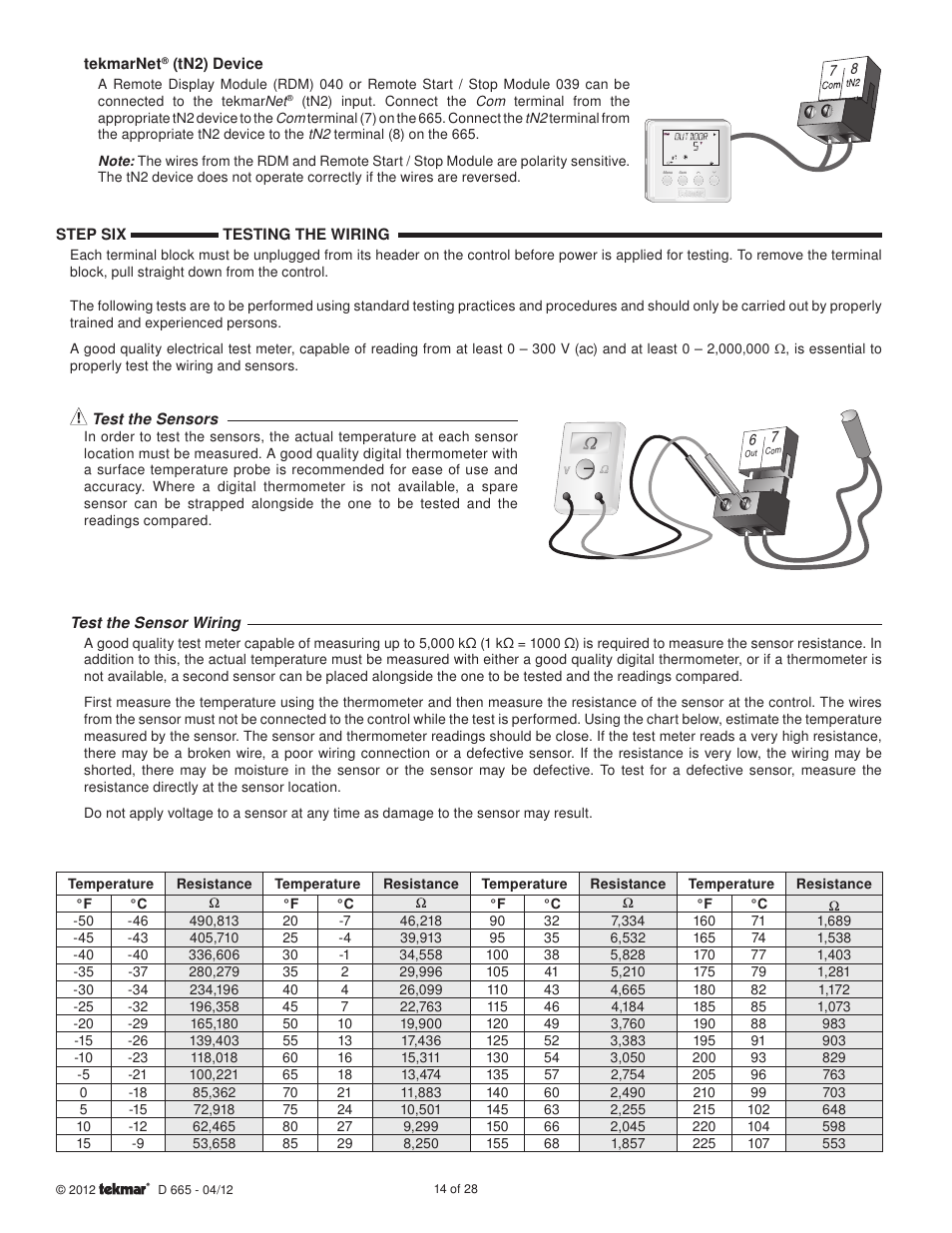 tekmar 665 Snow Detector & Melting Control Installation User Manual | Page 14 / 28