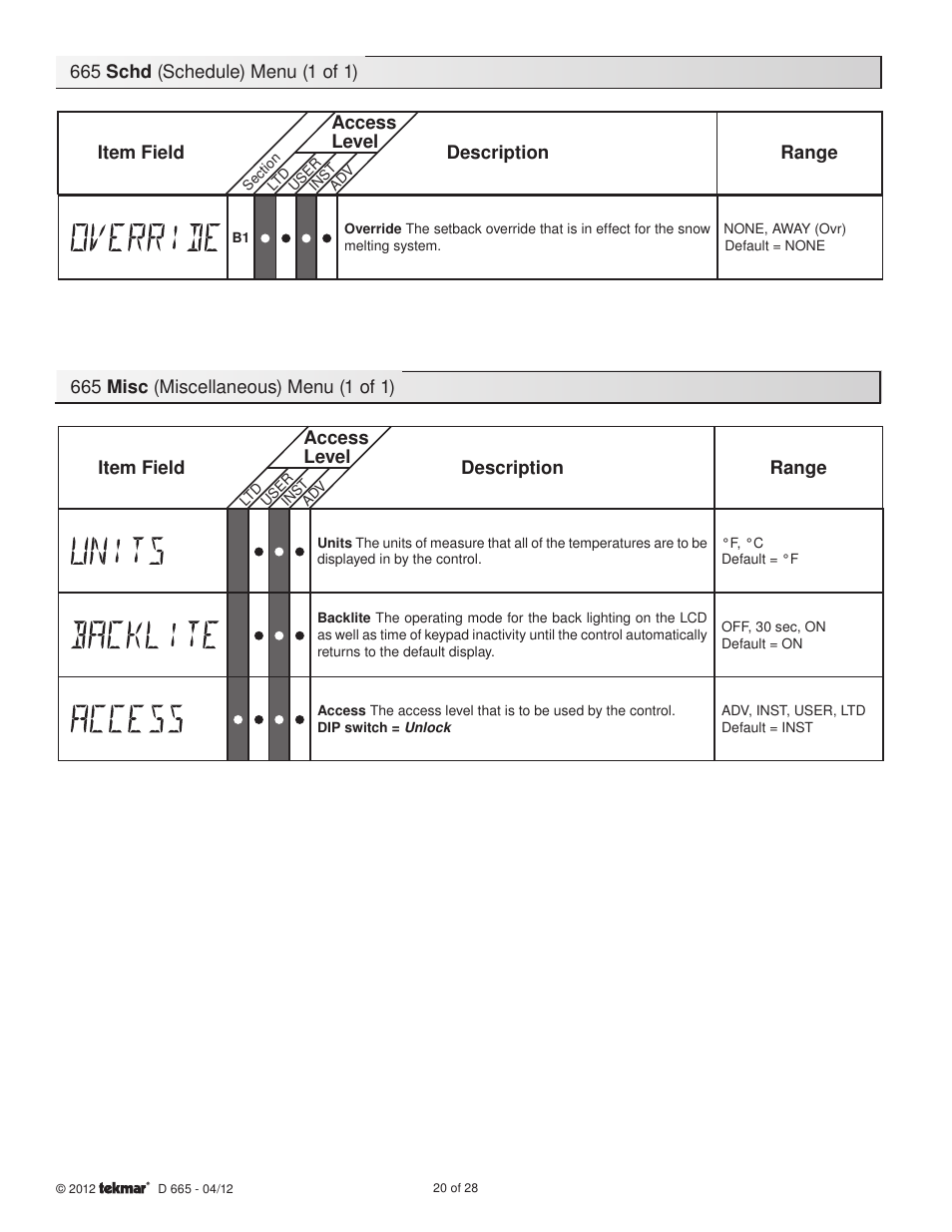 tekmar 665 Snow Detector & Melting Control Installation User Manual | Page 20 / 28