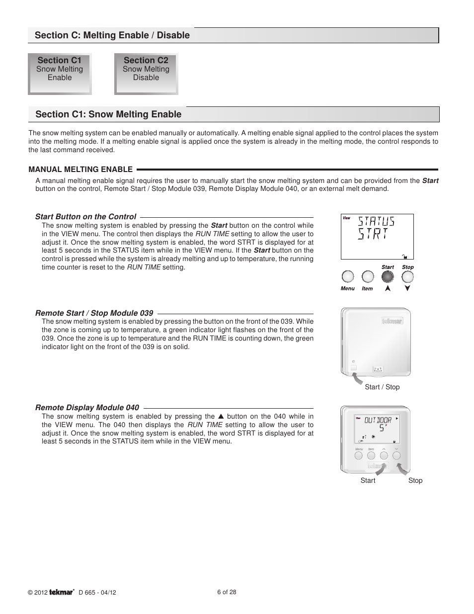 tekmar 665 Snow Detector & Melting Control Installation User Manual | Page 6 / 28