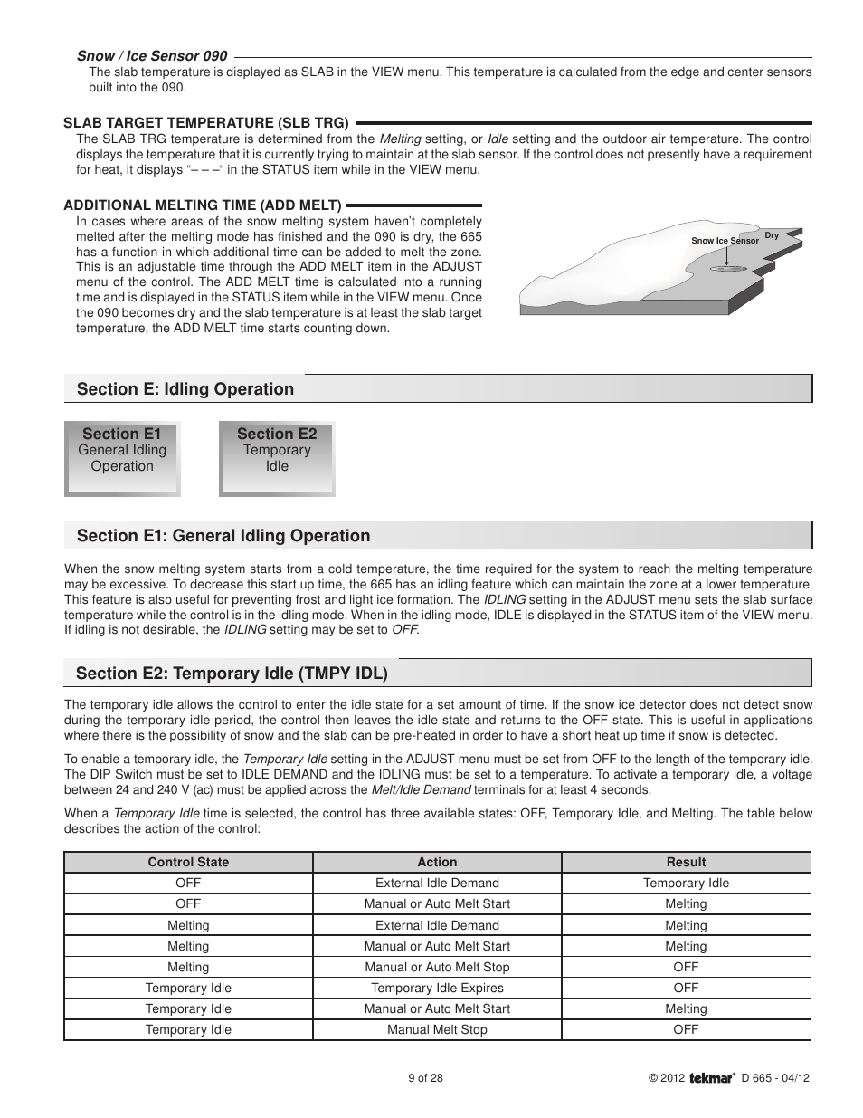 tekmar 665 Snow Detector & Melting Control Installation User Manual | Page 9 / 28