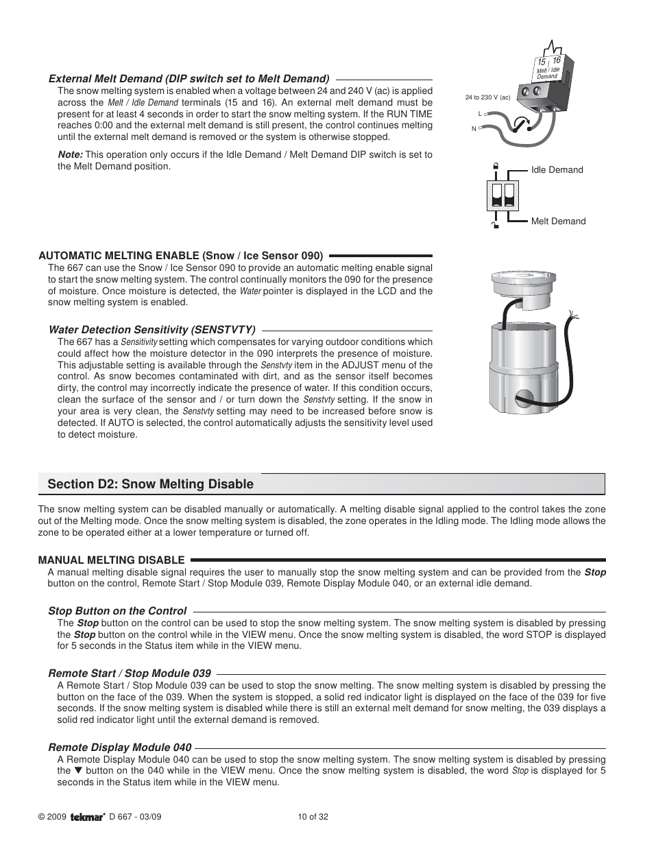 tekmar 667 Snow Detector & Melting Control Installation User Manual | Page 10 / 32
