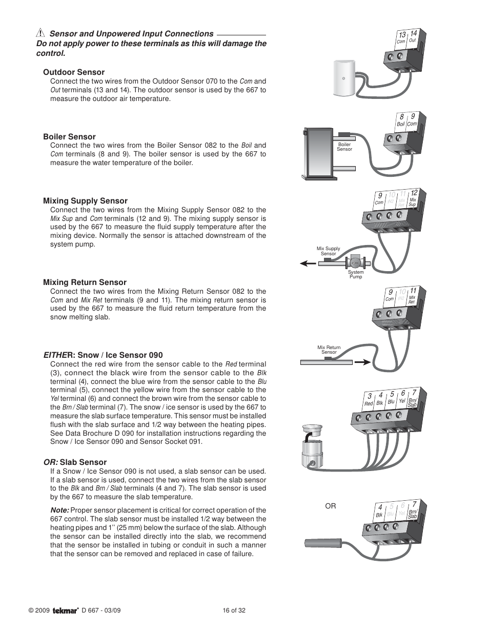 tekmar 667 Snow Detector & Melting Control Installation User Manual | Page 16 / 32