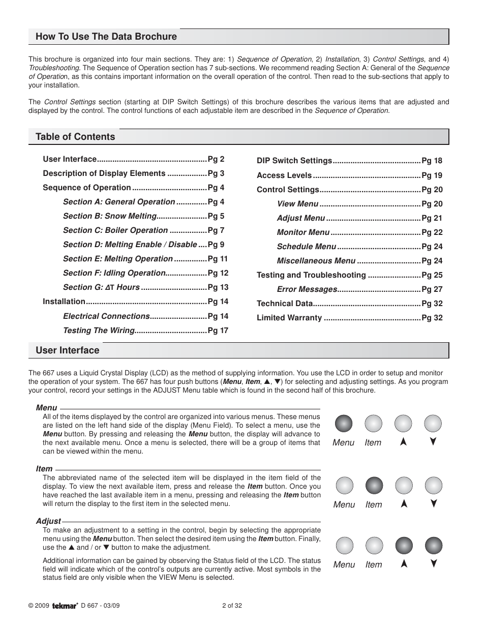 tekmar 667 Snow Detector & Melting Control Installation User Manual | Page 2 / 32