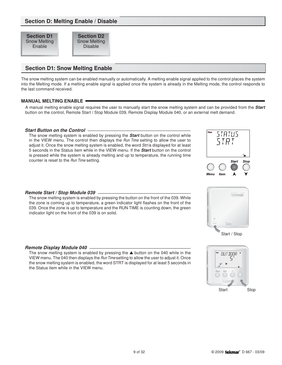 tekmar 667 Snow Detector & Melting Control Installation User Manual | Page 9 / 32