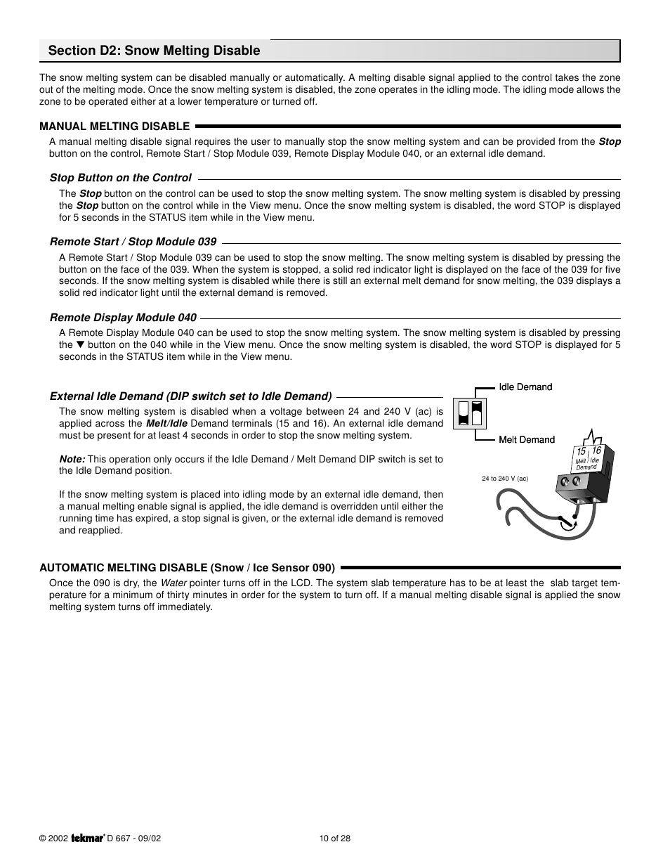 tekmar 667 Snow Detector & Melting Control User Manual | Page 10 / 28