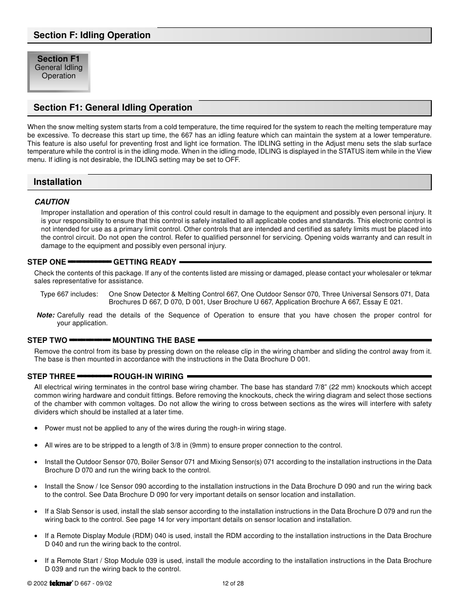tekmar 667 Snow Detector & Melting Control User Manual | Page 12 / 28