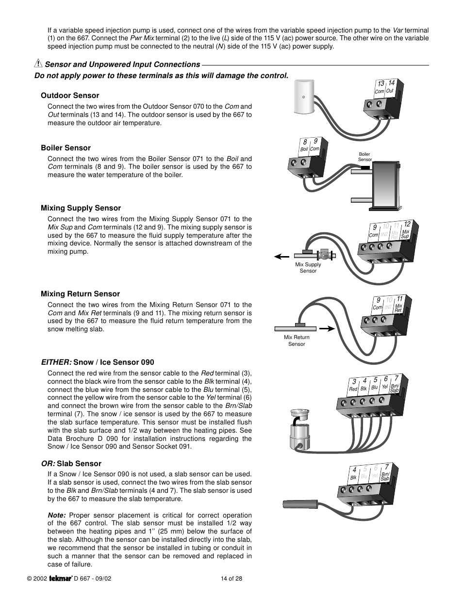 tekmar 667 Snow Detector & Melting Control User Manual | Page 14 / 28
