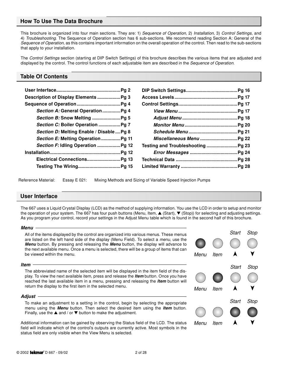 tekmar 667 Snow Detector & Melting Control User Manual | Page 2 / 28