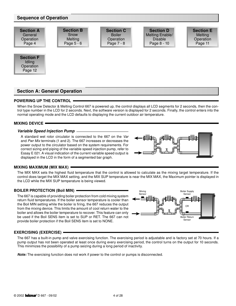 Sequence of operation | tekmar 667 Snow Detector & Melting Control User Manual | Page 4 / 28