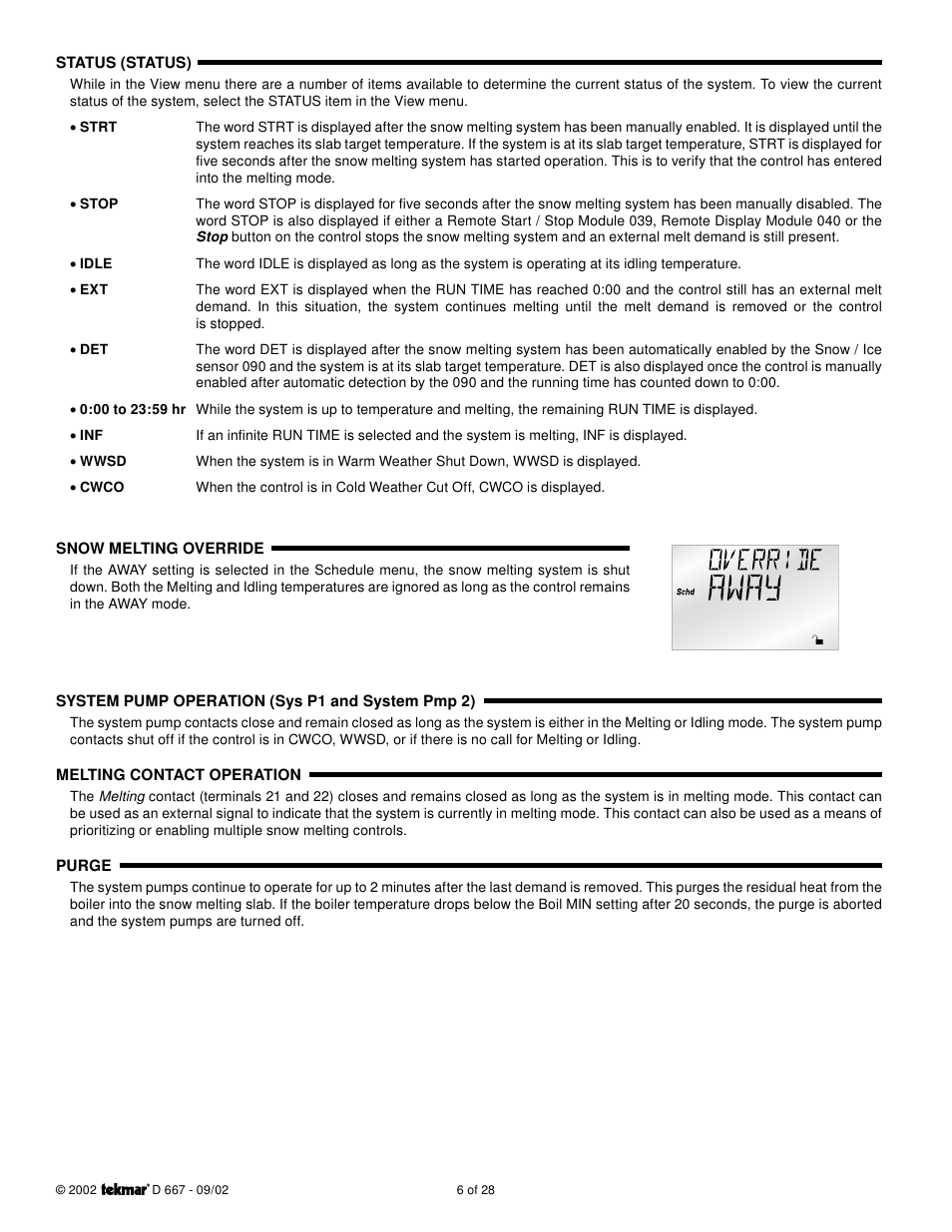 tekmar 667 Snow Detector & Melting Control User Manual | Page 6 / 28