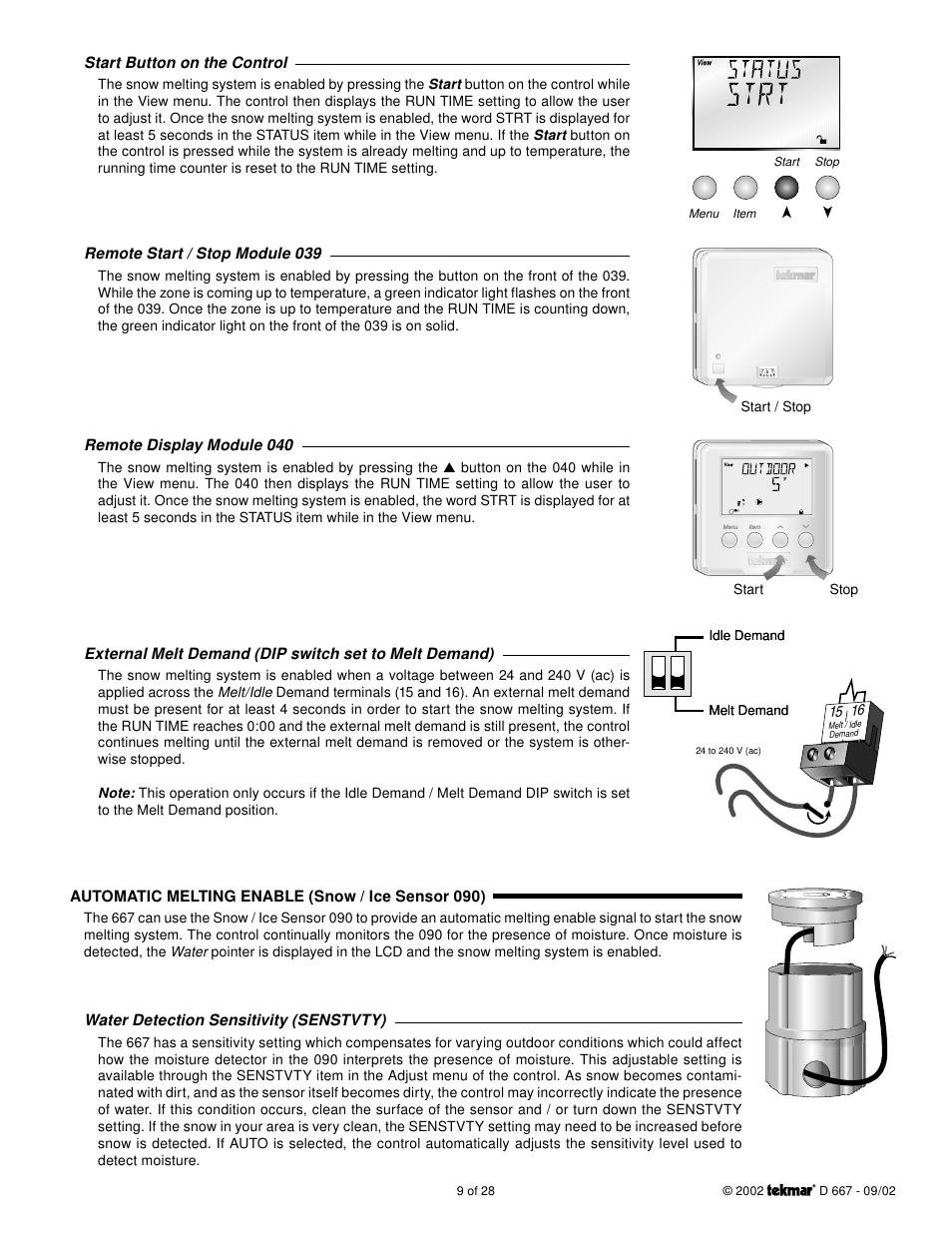 tekmar 667 Snow Detector & Melting Control User Manual | Page 9 / 28