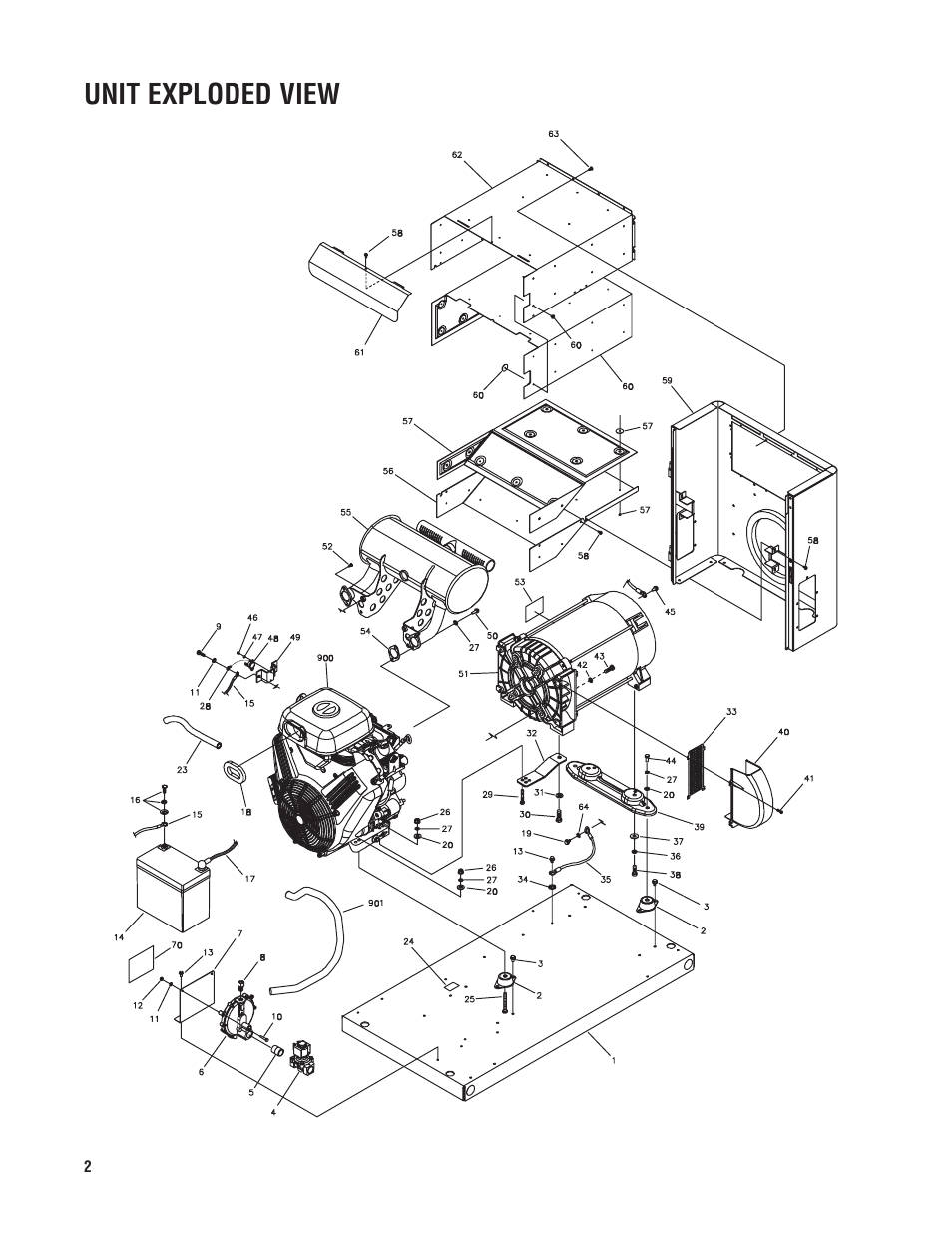 Unit exploded view | Briggs & Stratton 40265 User Manual | Page 2 / 7