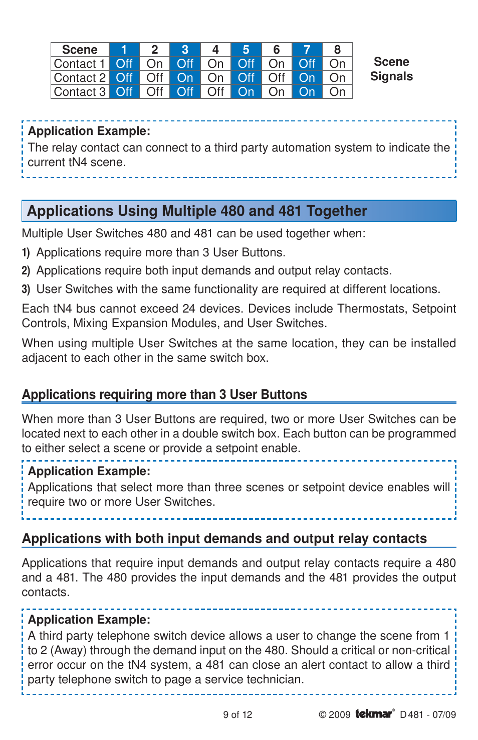 tekmar 481 User Switch Installation User Manual | Page 9 / 12