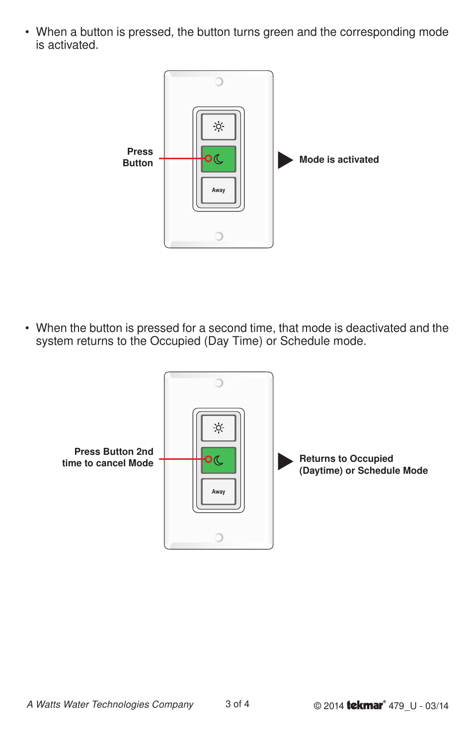 tekmar 479 User Switch User Manual User Manual | Page 3 / 4