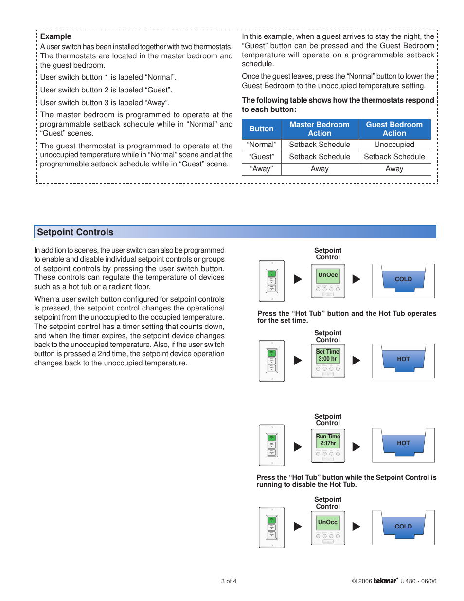 Setpoint controls, Setpoint control | tekmar 480 User Switch User Manual User Manual | Page 3 / 4