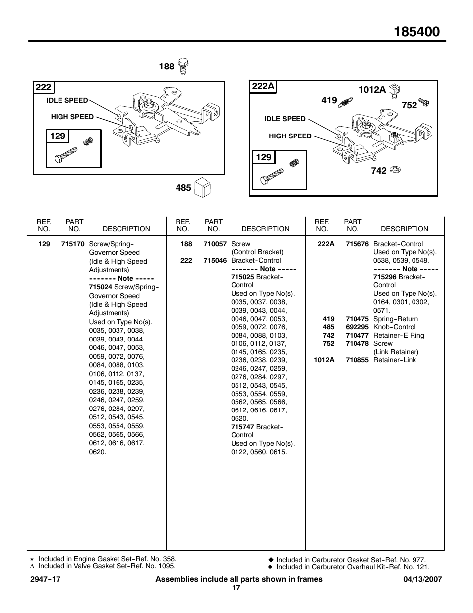 Briggs & Stratton 185400 User Manual | Page 17 / 34