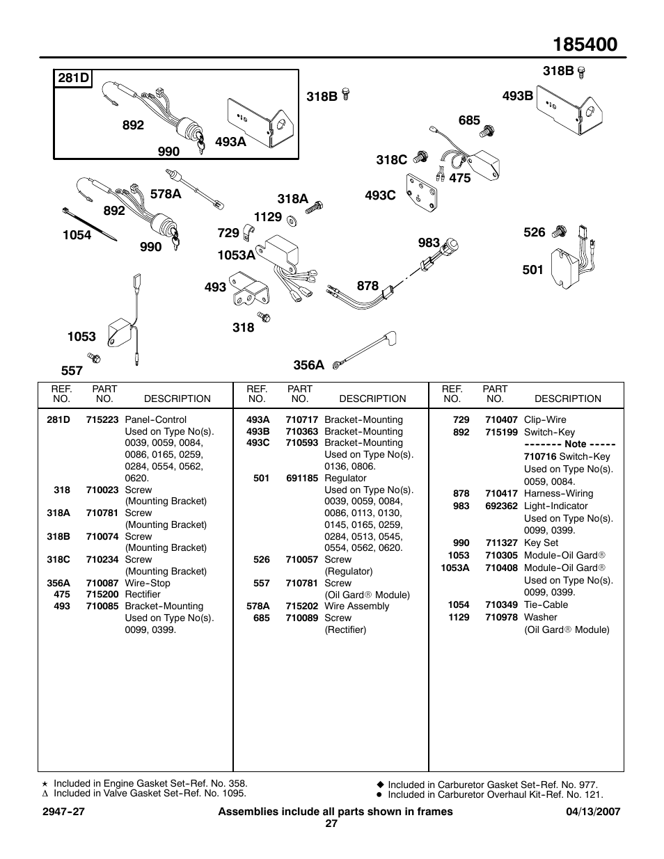 Briggs & Stratton 185400 User Manual | Page 27 / 34