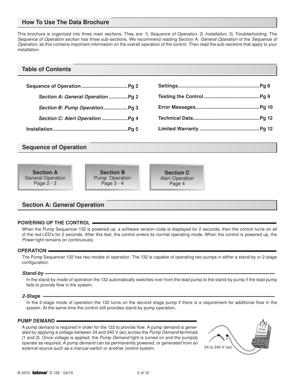tekmar 132 Pump Sequencer User Manual | Page 2 / 12
