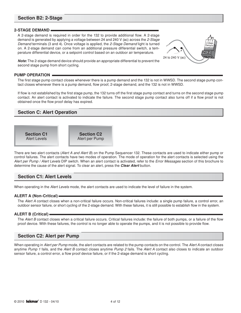 tekmar 132 Pump Sequencer User Manual | Page 4 / 12