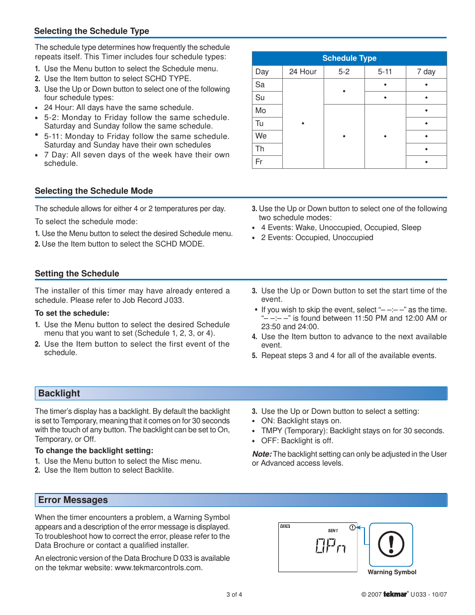 tekmar 033 Timer User Manual | Page 3 / 4