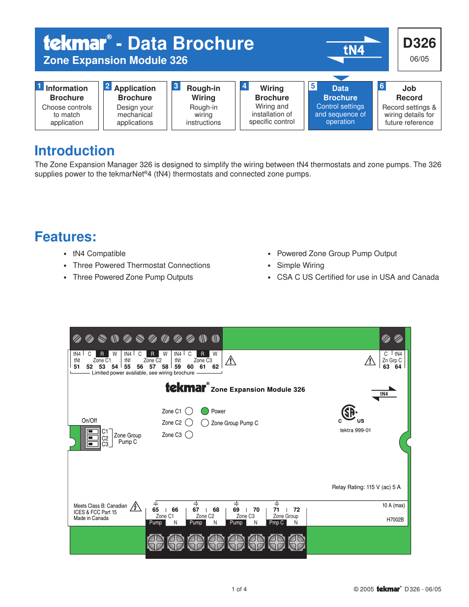 tekmar 326 Zone Expansion Module User Manual | 4 pages