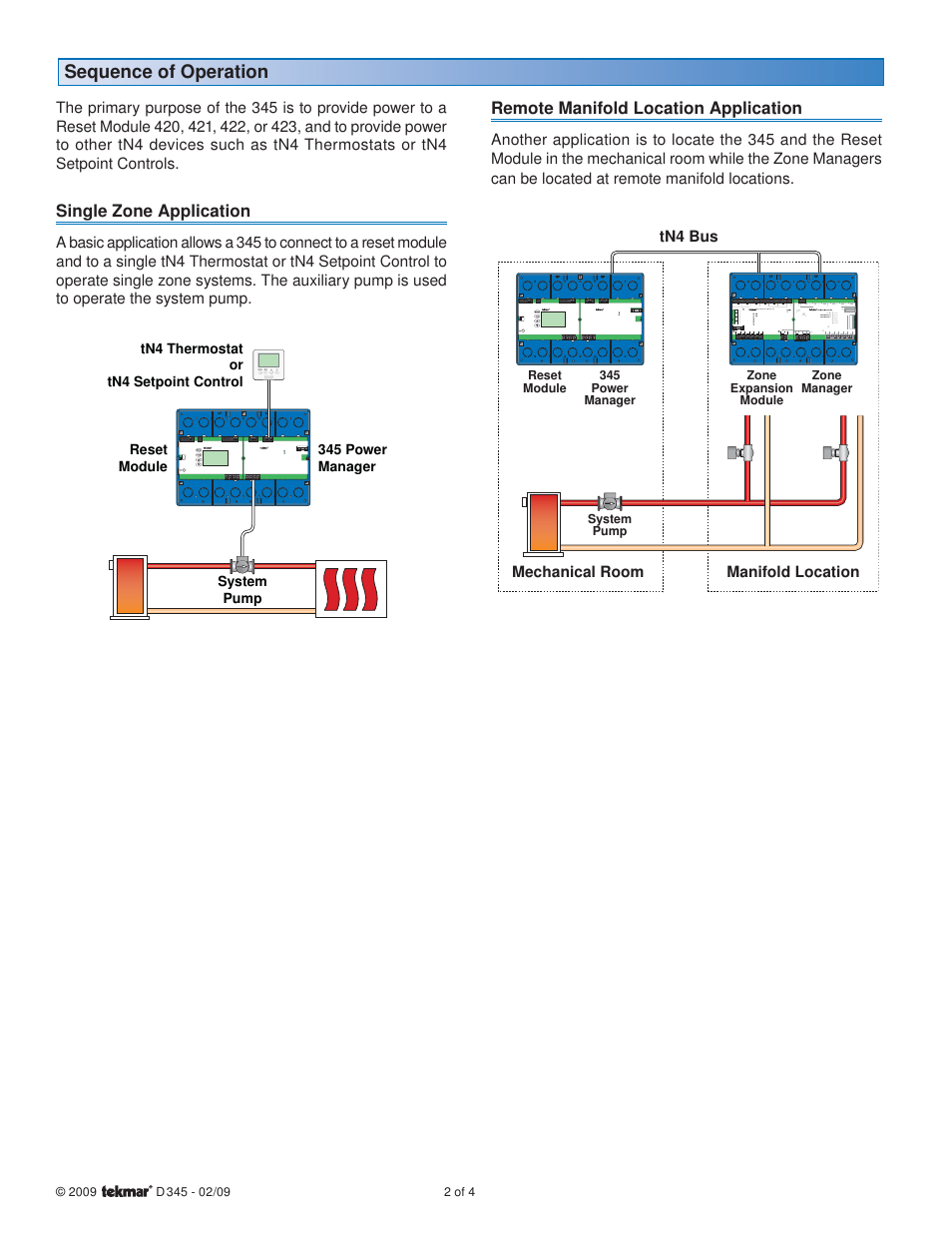 Sequence of operation | tekmar 345 Power Manager User Manual | Page 2 / 4