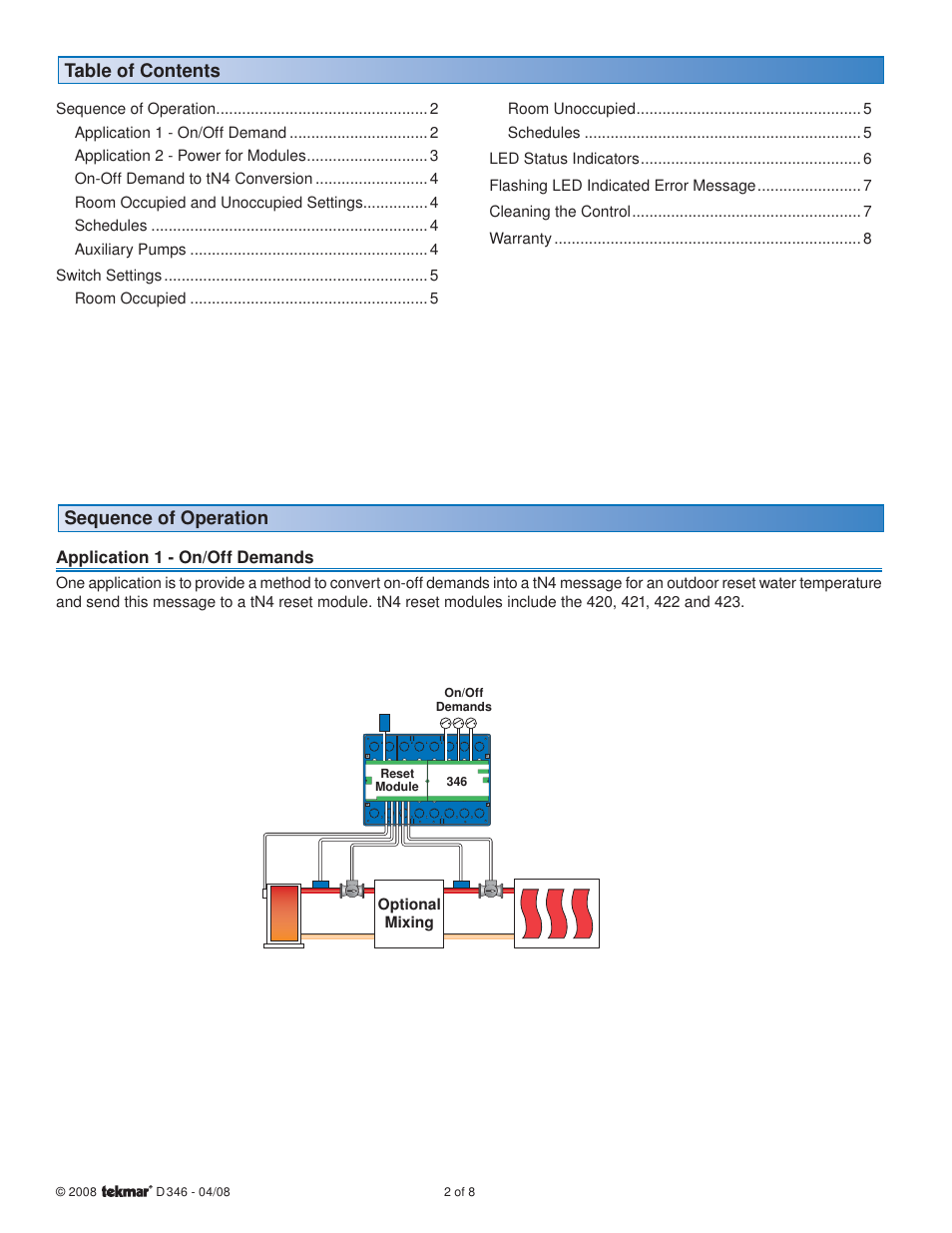 tekmar 346 Power Manager User Manual | Page 2 / 8