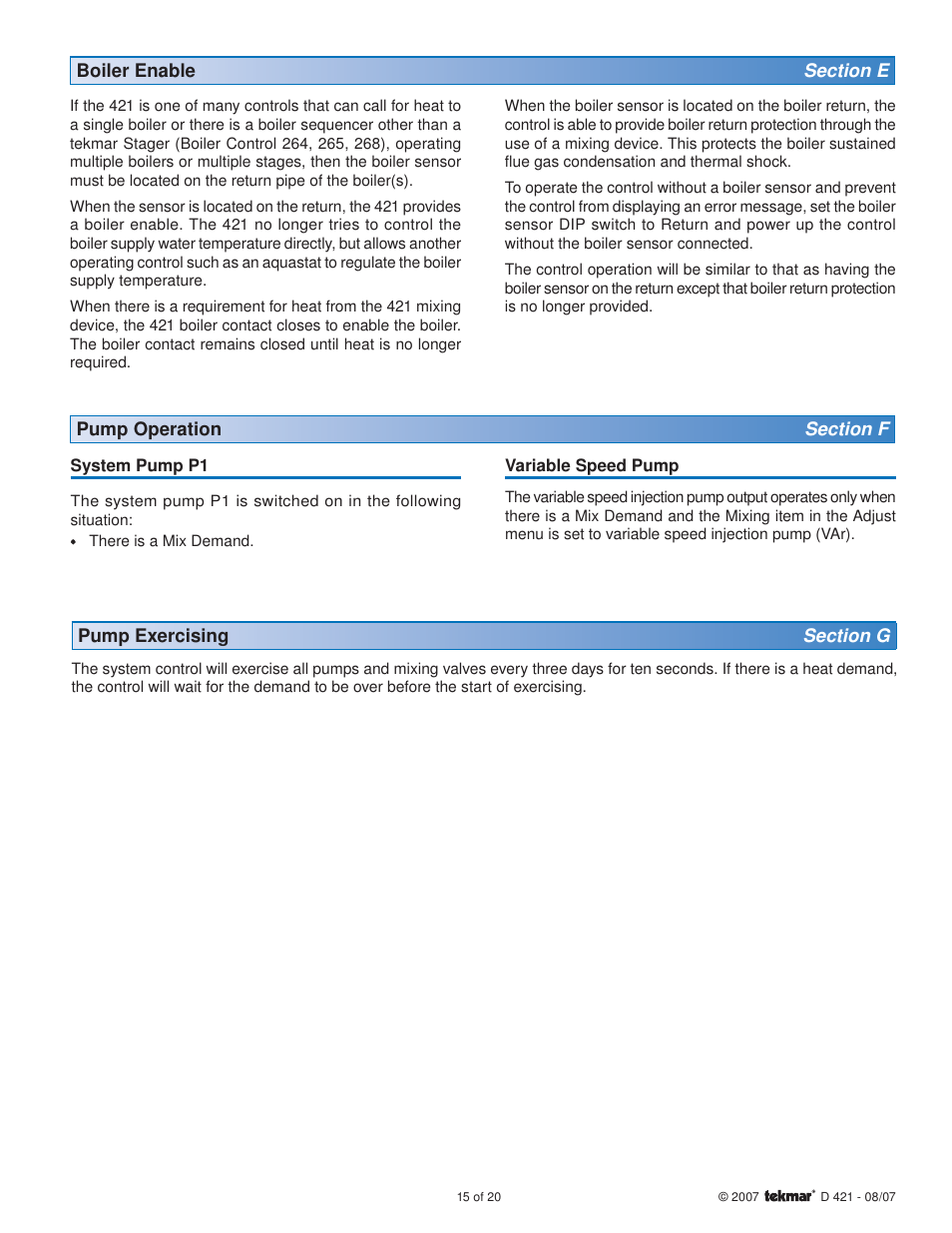 tekmar 421 Mixing Reset Module User Manual | Page 15 / 20