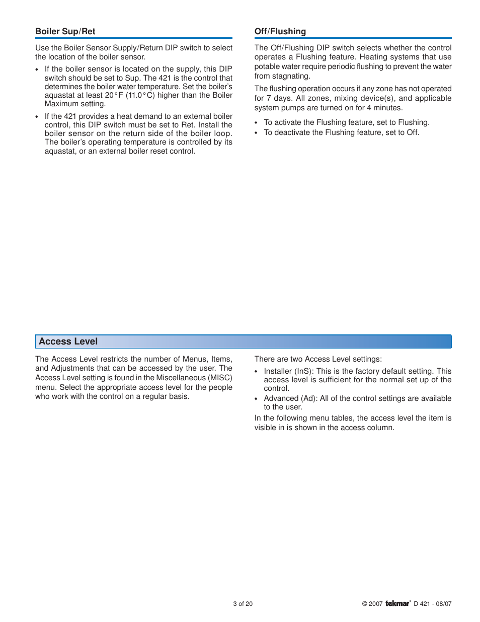 tekmar 421 Mixing Reset Module User Manual | Page 3 / 20