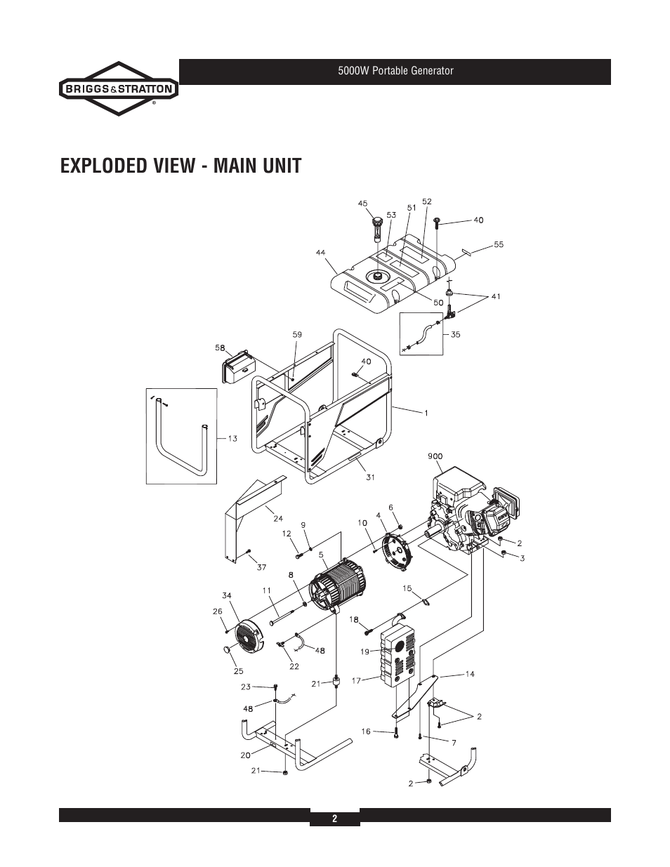 Exploded view - main unit | Briggs & Stratton 30361 User Manual | Page 2 / 6