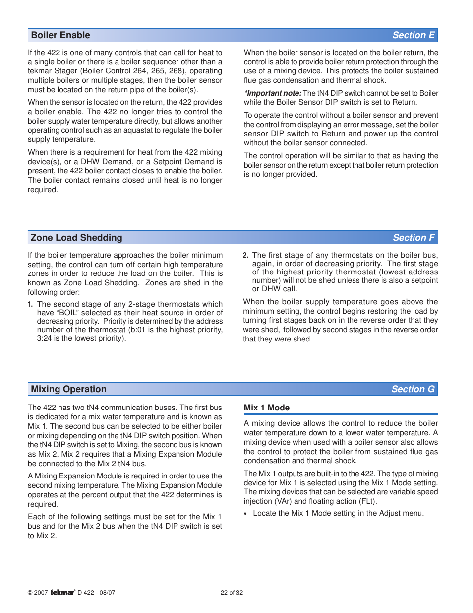 tekmar 422 Universal Reset Module User Manual | Page 22 / 32