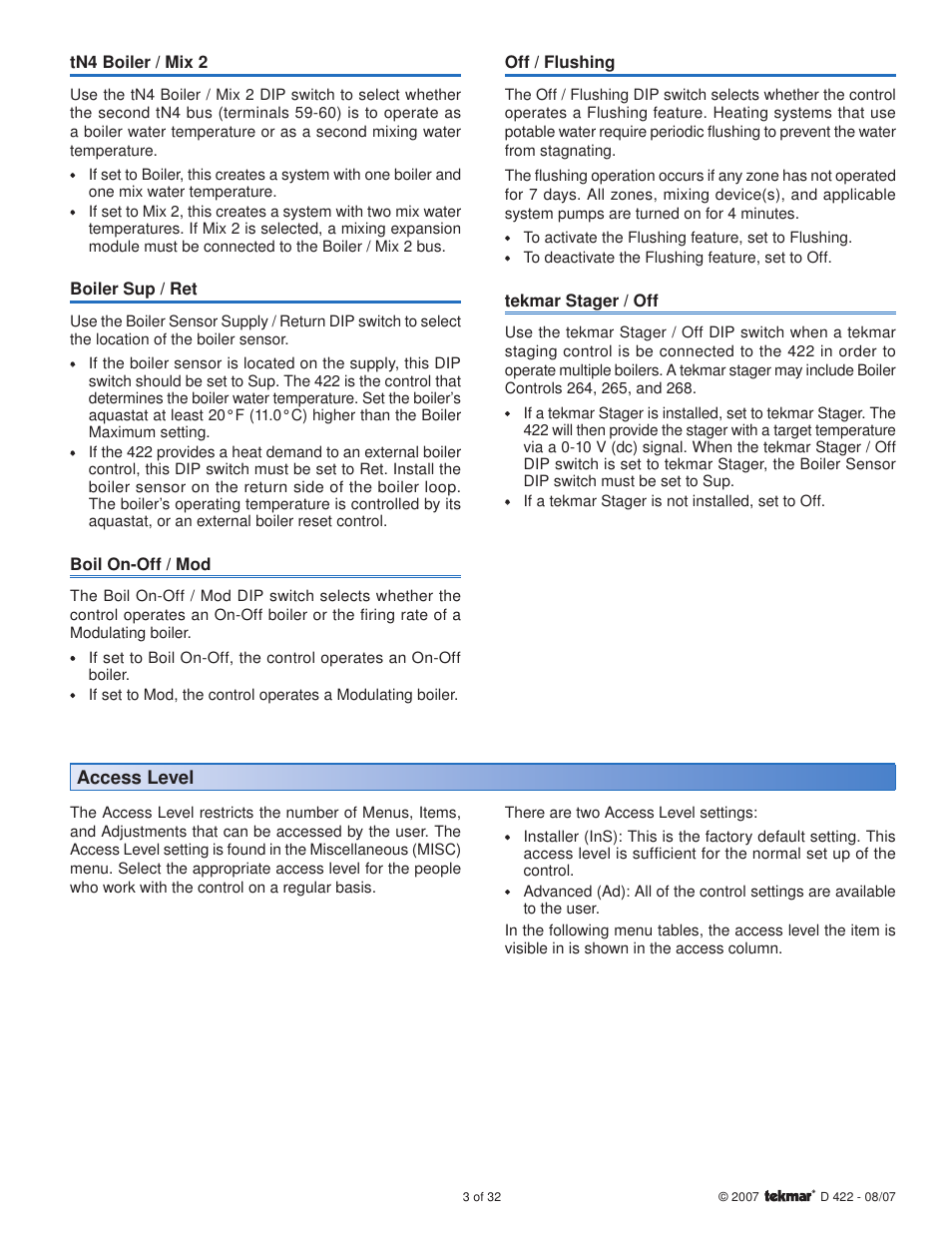 tekmar 422 Universal Reset Module User Manual | Page 3 / 32