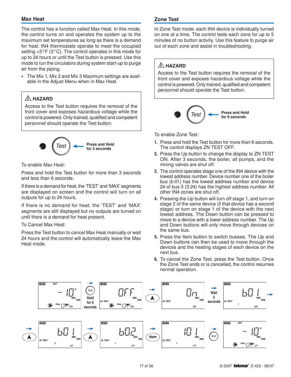 Test | tekmar 423 Universal Reset Module User Manual | Page 17 / 36