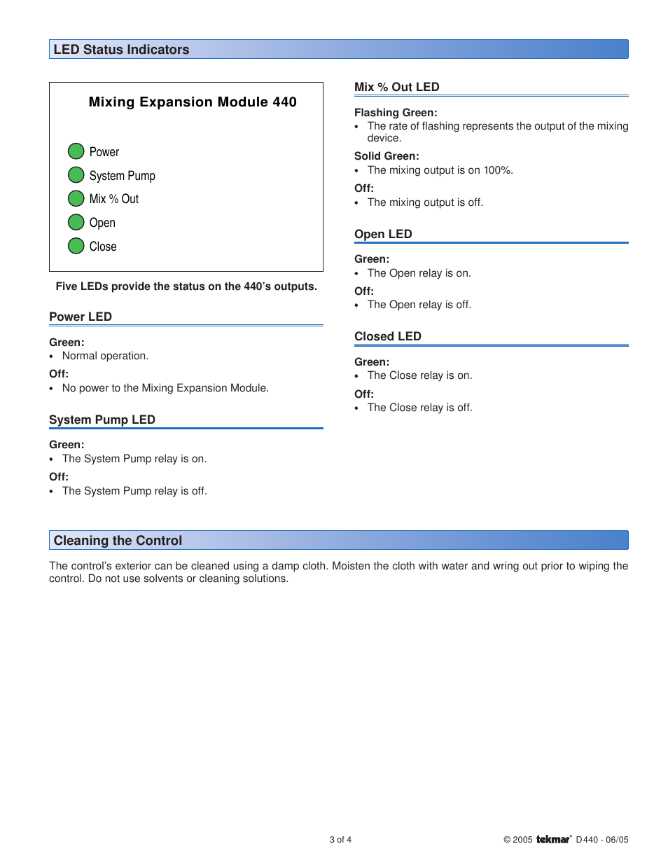 tekmar 440 Mixing Expansion Module User Manual | Page 3 / 4