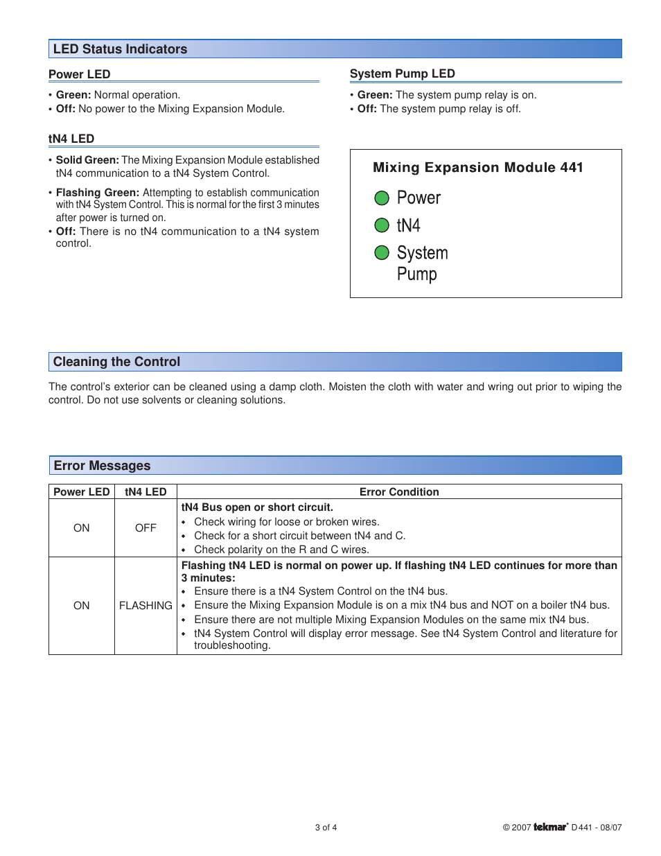 tekmar 441 Mixing Expansion Module User Manual | Page 3 / 4