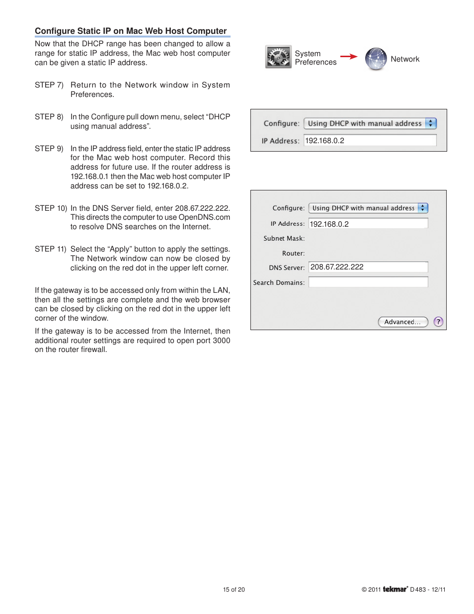 tekmar 483 tN4 Gateway User Manual | Page 15 / 20