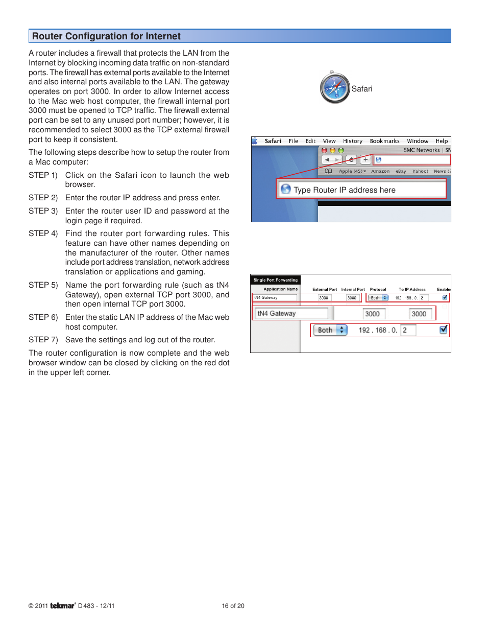 tekmar 483 tN4 Gateway User Manual | Page 16 / 20