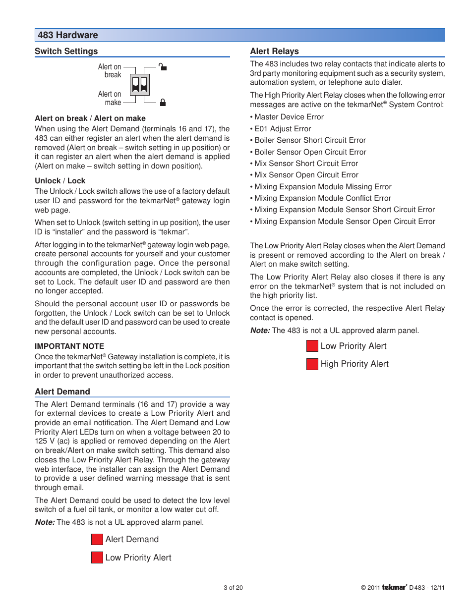 tekmar 483 tN4 Gateway User Manual | Page 3 / 20