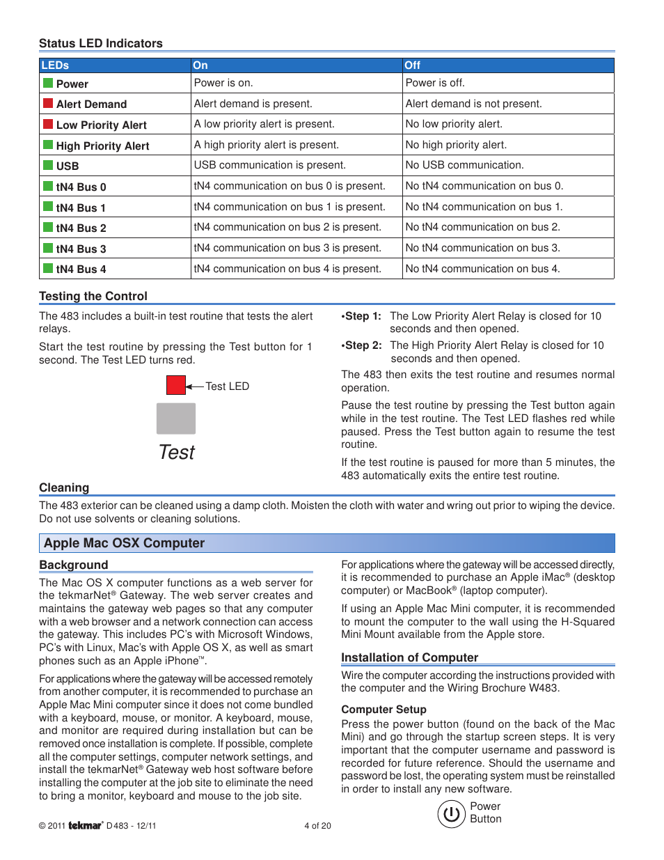 Test | tekmar 483 tN4 Gateway User Manual | Page 4 / 20