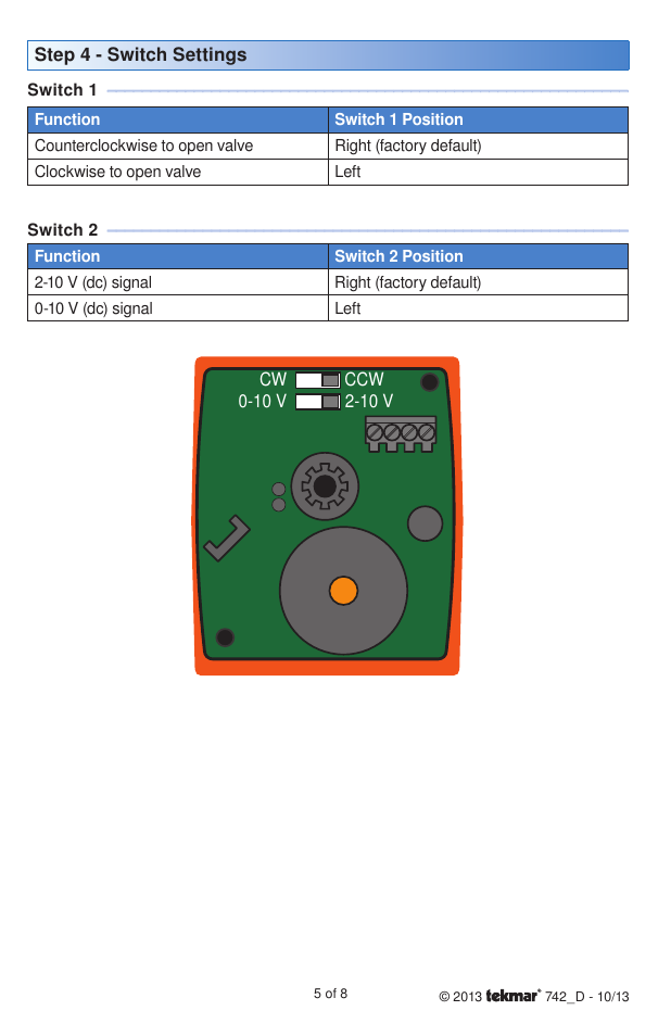 tekmar 742 Actuating Motor User Manual | Page 5 / 8