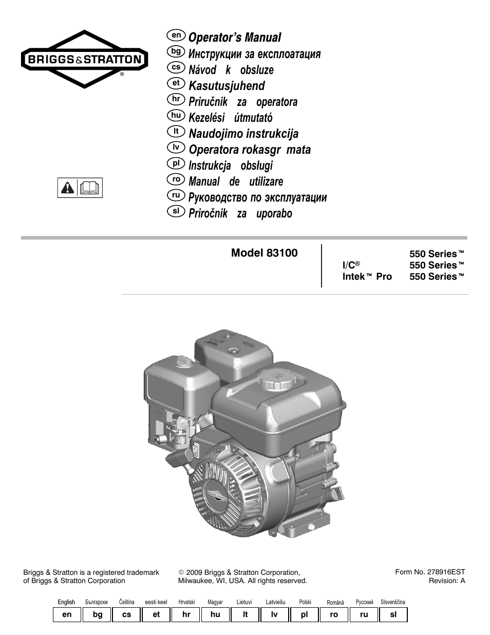 Briggs & Stratton I/C INTEC PRO 83100 User Manual | 84 pages